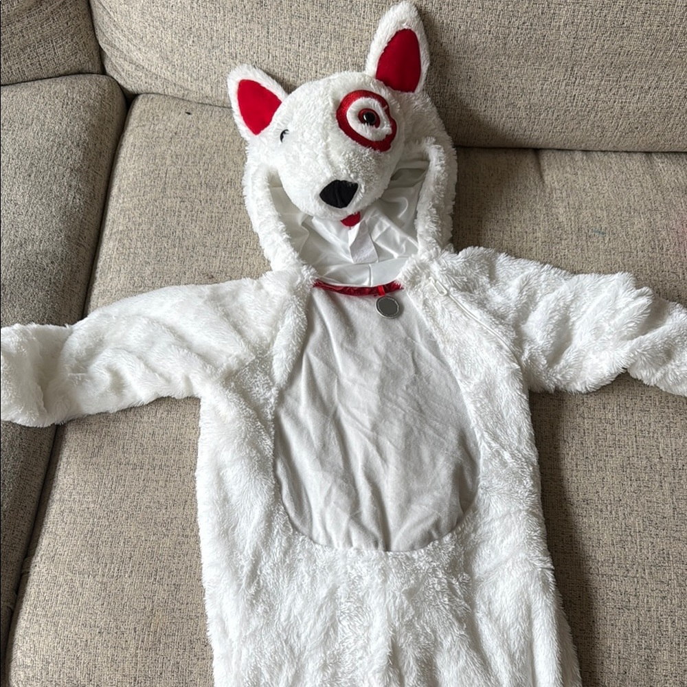 White and Red Bullseye Dog Kids Costume